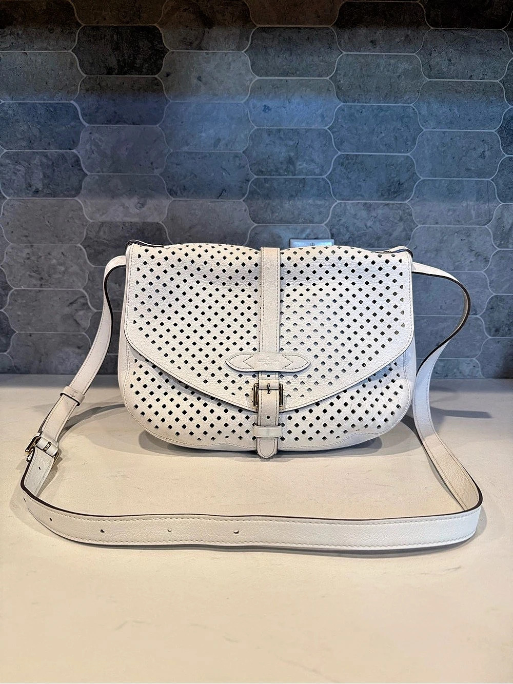 Louis Vuitton Sofia Coppola Flore Perforated Saumur Shoulder Bag White